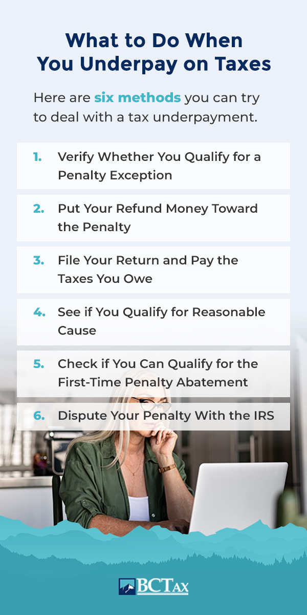 A list of 6 methods to deal with tax underpayment