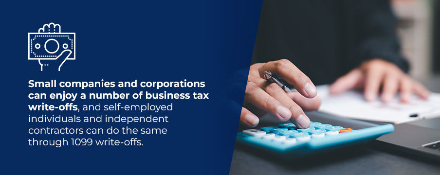 Small companies and corporations can also use tax write-offs